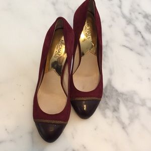 Burgundy Suede Michael Kors Pumps Sz 10 EUC